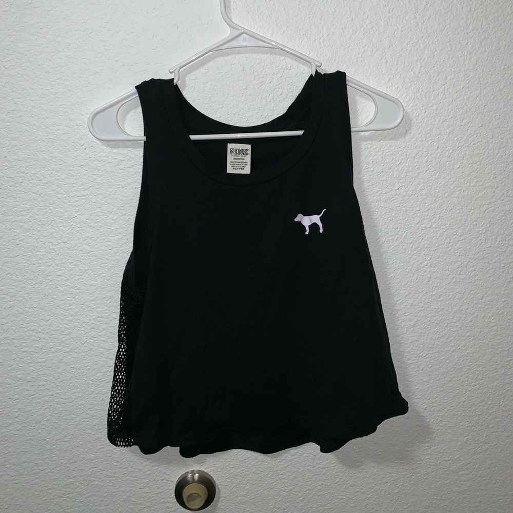 VS Pink Black Netted Crop Tank